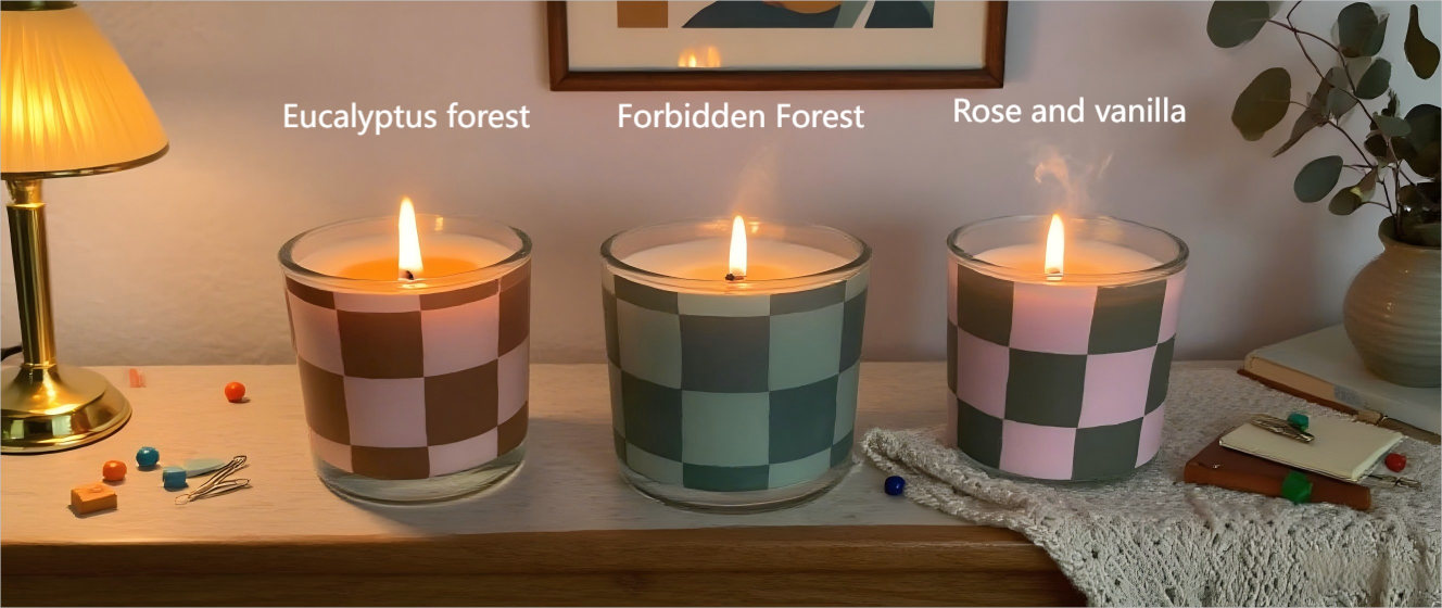 Checked Glass Candles